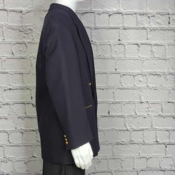 Mondo di Marco Italian Made Cashmere/Wool Navy Double Breasted Blazer Mens Large - Picture 3 of 11